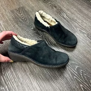 Ugg Australia Black Suede Betty Slip On fur lined clogs mules size 5 - Picture 1 of 9