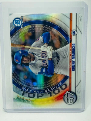 2020 Bowman Chrome Ronny Mauricio Bowman Scouts Top 100 #BTP-67 - Image 1 of 2