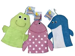Bath Puppet Wash Mitt Mitten Kid Child Bathtime Bath Fun Terrycloth 8" - Set of - Picture 1 of 5