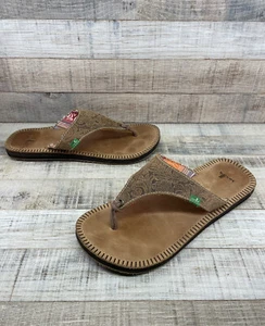Chanclas para mujer Sanuk Brown Toled Cuero Suela de Goma Talla 6 - Imagen 1 de 8