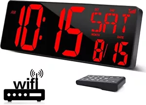 Große digitale Wanduhr WiFi Sync 16,5 Zoll großes Display Wanduhr - Bild 1 von 8