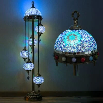 Turkish Floor Lamp with Upgraded Lampshade Mosaic Floor Lamp for Home Decor - Image 1 of 4