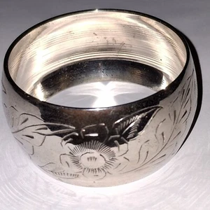 Wide Cuff Silver Bracelet Floral Engraving 1 5/8" - Picture 1 of 4