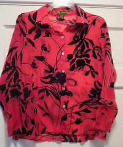 MIRASOL Samtbluse Cerise Rosa/Schwarz Burnout Neu ohne Etikett L - Bild 1 von 5