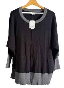 Wonderly Dolman Sleeve Flyaway Damenpullover neu mit Etikett Größe LARGE SCHWARZ/GRAU VISKOSE - Bild 1 von 12