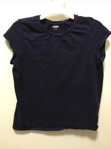 gymboree girls XL 14 solid dark blue short sleeve shirt 100% cotton crew neck - Picture 1 of 5