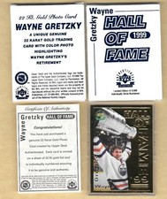 1999 UDA  Wayne Gretzky HOF 22 Kt Gold Card Box & COA NHL Karat