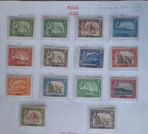 Aden Page of stamps 1939 SG16 - SG27 KGVI Complete set 14 values MM - Picture 1 of 4