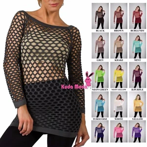 Verano Caliente Red de Pesca Camisa Mangas Largas Blusa Bailar Prenda para el torso Playa Suite - Imagen 1 de 53