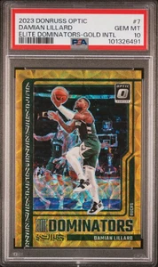 Damian Lillard 2023 Panini Optic Dominators Gold /10 Trailblazers #7 PSA 10 POP2 - Picture 1 of 2