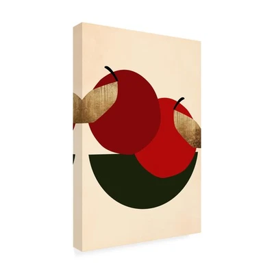 Arte en lienzo al aire libre - Kubistika 'Dos manzanas rojas' arte de pared para espacios al aire libre, ... Foto 1 de 4
