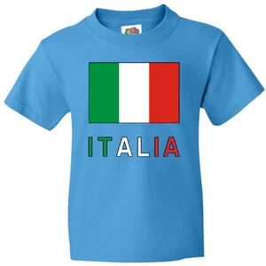 Inktastic Italy Flag & Italia - Black Border Youth T-Shirt Italian Tee Kids Teen - Picture 1 of 12