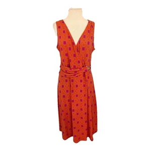 Vestido NY&Co Talla Mediana Naranja Calce y Acampanado Cuello en V Sin Mangas - Imagen 1 de 15