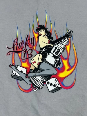 Vintage Lucky 13 Red Kap Work Shirt XL Made USA Shop Mechanic Skull Rockabilly - Image 1 of 4