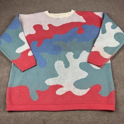 Suéter Abstracto Vintage Años 80 Funky Tejido Kitsch Retro Camuflaje Geo EE. UU. 90 Talla Mediana Foto 1 de 4