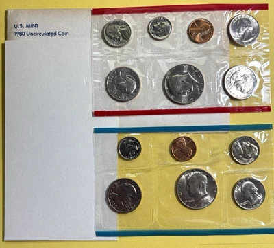 1980 P&D US Mint Set. 13 COIN SET With Envelope  - Image 1 of 4