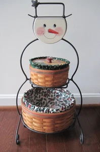 Muñeco de nieve pequeño de hierro forjado Longaberger con cestas, forros, protectores + cara - Imagen 1 de 24
