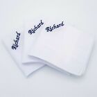 Personalised Handkerchief Embroidered Name 100% Cotton White Hanky 40cm