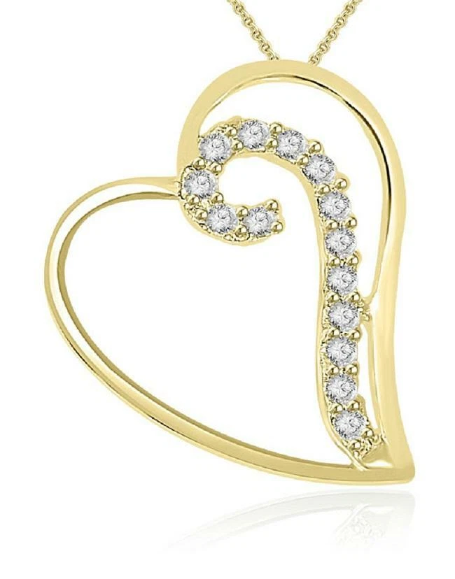 Collar colgante corazón I1 G 0,20 quilates diamante real 14 quilates juego de puntas de oro blanco amarillo Foto 1 de 4