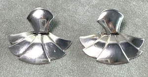 Modernist Earrings Sterling Silver Southwestern Fan Design - Picture 1 of 8