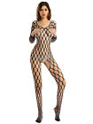 Damen Netz Bodysuit Bodystockings Transparent Catsuit Overall Sexy Strumpfhose