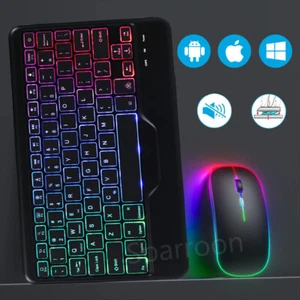 RGB Backlit Keyboard Mouse For Samsung Galaxy Tab S9 FE S8 S7 A9+ A8 A7 S6 Lite - Picture 1 of 26