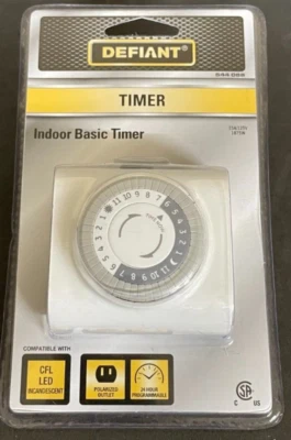 Defiant #544 068 Indoor Basic Timer 15 A / 125 V 24 HR Programmable T2 - Image 1 of 3