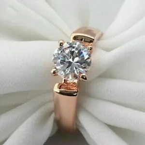 2 Ct Round-Cut VS1/G Lab Grown Diamond Solitaire Engagement Ring 14k Rose Gold - Picture 1 of 4