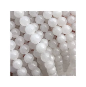 Sachet de 20 perles rondes lisses percées Jade Blanc perle - Imagen 1 de 1
