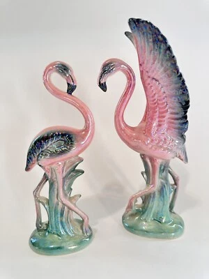 2 Cerámica Flamenco Norcrest De Colección Lustre Iridiscente Japón Raro MCM Foto 1 de 4