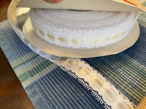 20 YARDS Vtg White Cream Ivory Satin Fabric Lace Ribbon BABY DOLL Hippie Choker - Picture 1 of 8