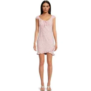 No Boundaries Juniors Ruffle Hem Dress Dusty Rose Floral X-Small (1) - Picture 1 of 5