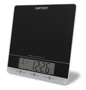 Ivation Digital Kitchen Glass Scale with Timer, Clock - Picture 1 of 5