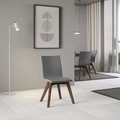 Sedia da cucina Trudy - similpelle Grigio e gambe Noce - Immagine 1 di 2