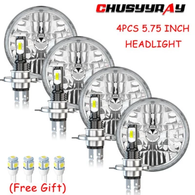 For Ford Custom 500 1964 1965 1966-1977 4pcs 5.75" 5-3/4'' Round LED Headlights - Image 1 of 4