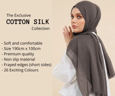 UK SCARVES Premium Qualität weiche BAUMWOLLE SEIDE Maxi Hijab Schals Kopftuch Tuch Halstuch Schal