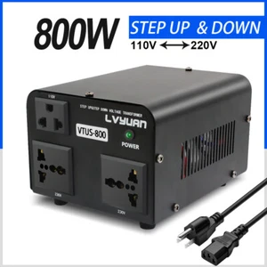 800W Voltage Transformer Step Up/Down Convert from 110-120V to 220-240V 3Outlets - Picture 1 of 8