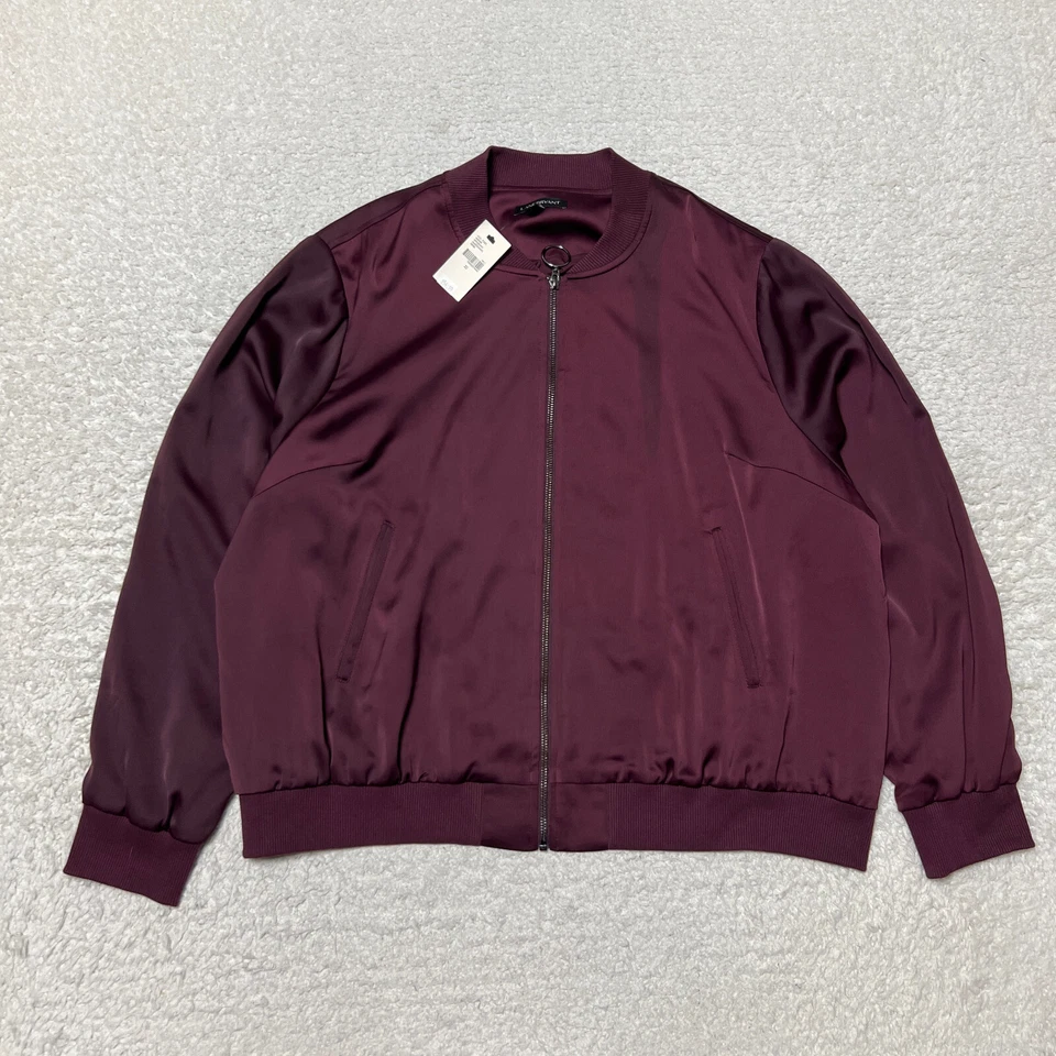 Chaqueta Lane Bryant Mujer 22 Púrpura Satén Abrigo Bomber Cremallera Completa Ligera Foto 1 de 4