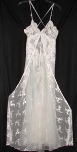 Vintage Shirley of Hollywood transparente Spitze 2-lagig weiß Hochzeit Nachthemd Gr. S - Bild 1 von 3
