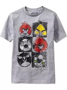 NWT Old Navy Angry Birds Graphic Tees T-Shirt Shirt Heather Gray Boys L 10 12 - Picture 1 of 1