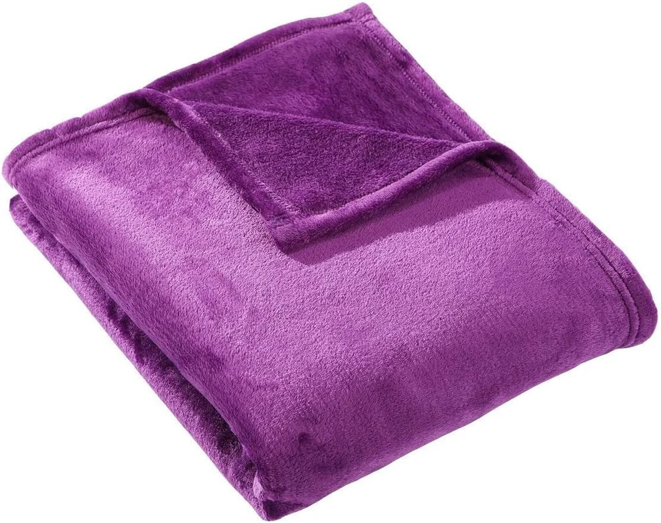 HYSEAS Flannel Fleece Throw Blanket Purple - Super Soft Plush Microfiber Solid B