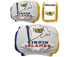 US Virgin Island Mini Banner Flag Window Mirror, USVI Car Headrest Cover V.I - Picture 1 of 4