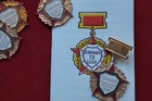 Zivilverteidigung ORDEN Medaille + AUSWEIS Urkunde Rote Armee UdSSR Sowjetunion