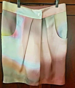ANNE VALERIE HASH Designer Silk Medium Muted Color Two Pocket Skirt Excellent! - Picture 1 of 9
