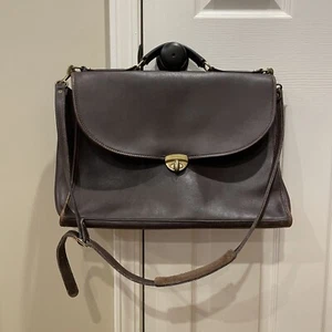 Jack Georges Vintage brown leather messenger laptop bag crossbody Brief Case USA - Picture 1 of 18