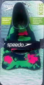 Speedo Kids Swim Fin Age 3+ Size S (9-10) Dark Teal Pattern - Picture 1 of 3