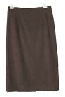 Briggs Petite Women's 14P Dark Brown Soft Microfiber 33 In Waist Zip Back Skirt