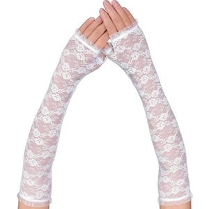Lange Spitzenhandschuhe Weiß – Hochzeit Brautschmuck Spitze weiße Handschuhe - Bild 1 von 2
