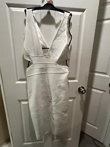 HERVE LEGER x Forever 21 Bodycon Bandage Sexy Midi Dress Size X-Large White NWT - Picture 1 of 7
