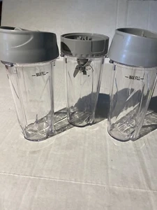 3 Cups 18 Onz with Lids Cup and Blade Nutri Ninja - Picture 1 of 9